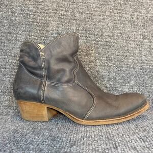 Tamaris Grey Leather Ankle Boots Booties Shoes Size US 7.5 EU 38